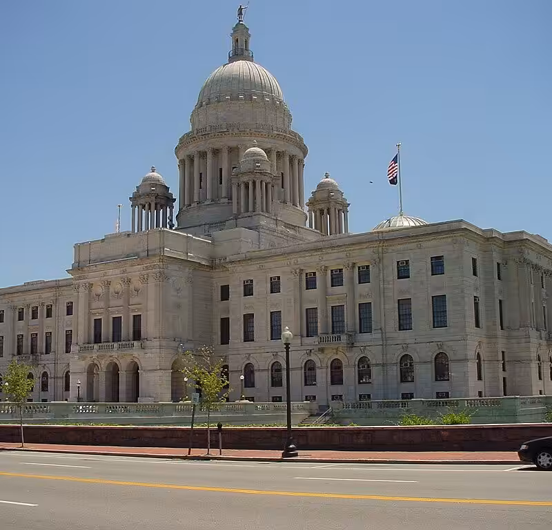 North facade of the Rhode Island State Capitol building in Providence.