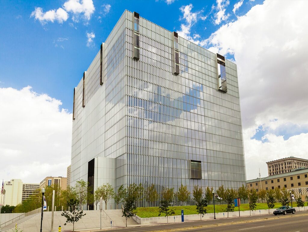 Exterior of the Orrin G. Hatch United States Courthouse in Salt Lake City, Utah.