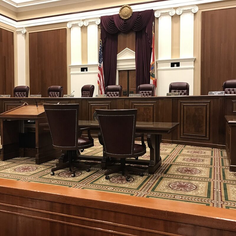 Courtroom of the Supreme Court of Florida in Tallahassee, Florida.