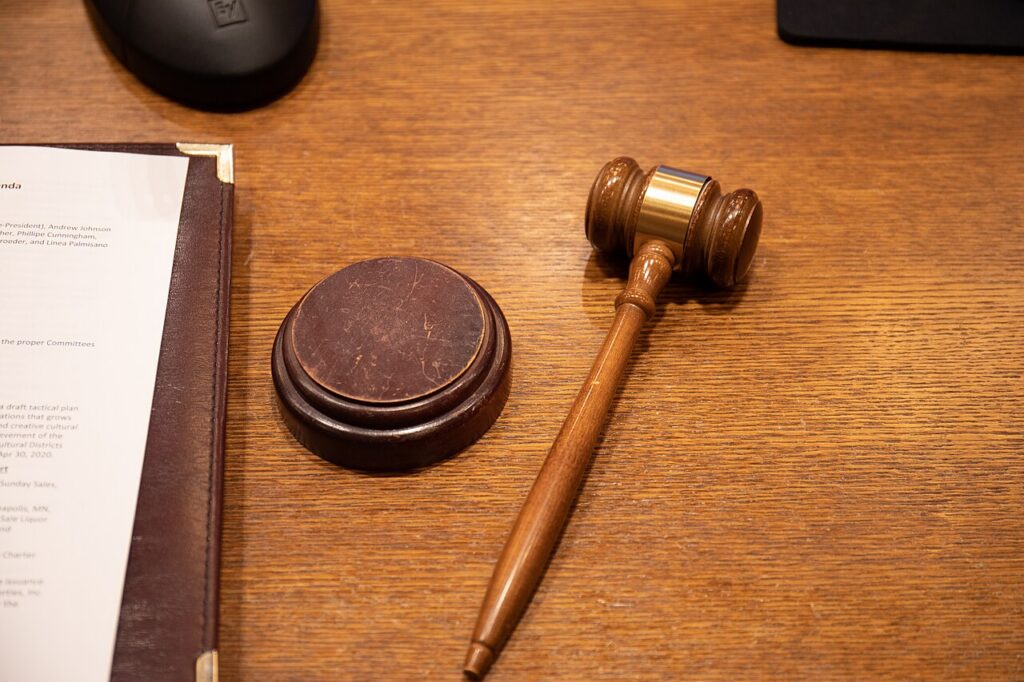Close-up view of a gavel used to represent board disciplinary action involving Connecticut physicians.
